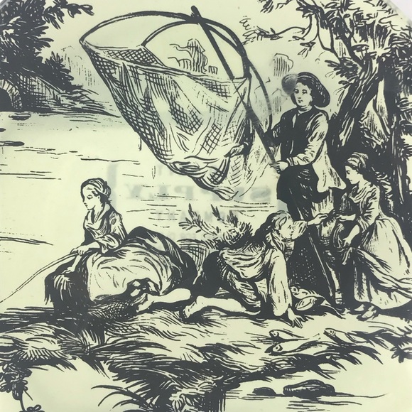 NWT - VINTAGE OLD NAVY SUPPLY CO. Glass Victorian Family Fishing Trinket Dish - Picture 3 of 8